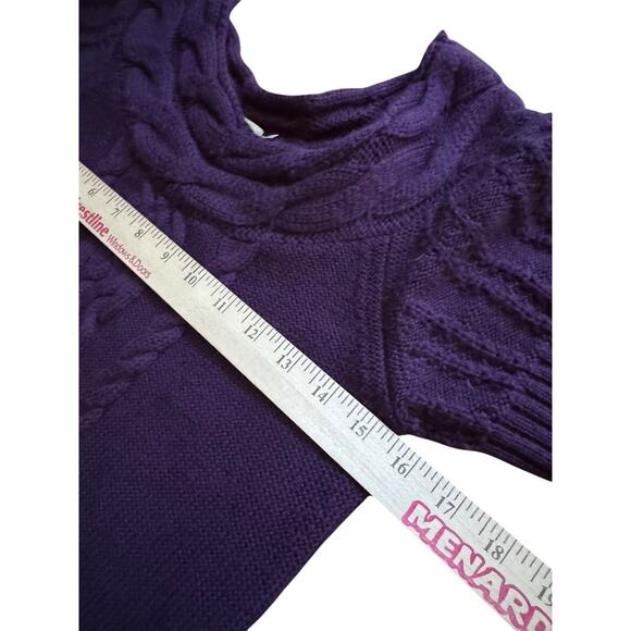 Calvin Klein Womens Medium Dress Purple Short Sleeve Cable Knit Sweater Dress - Picture 5 of 7